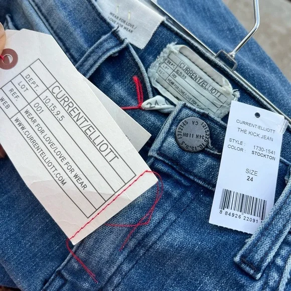 Current Elliott Kick Jeans Stockton Blue Denim Mid-Rise Womens Size 24 NWT - Picture 3 of 7